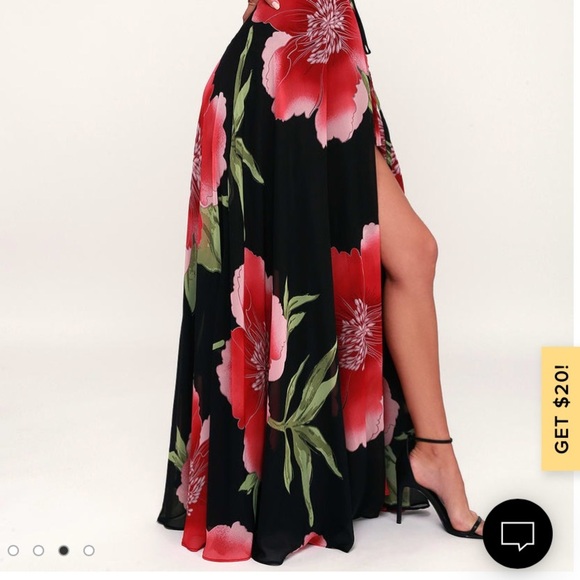 Lulu’s BLOSSOMING BELLE BLACK FLORAL PRINT MAXI - Picture 3 of 11